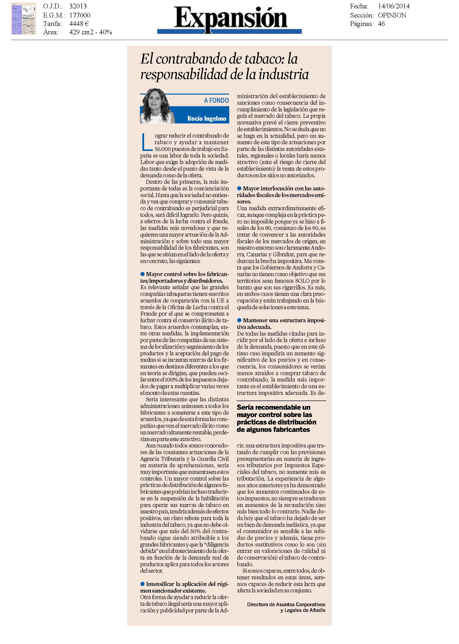 El contrabando de tabaco: la responsabilidad de la industria