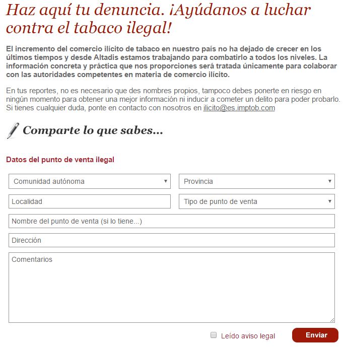 Las denuncias por contrabando de tabaco aumentan un 50% en el primer trimestre de 2017