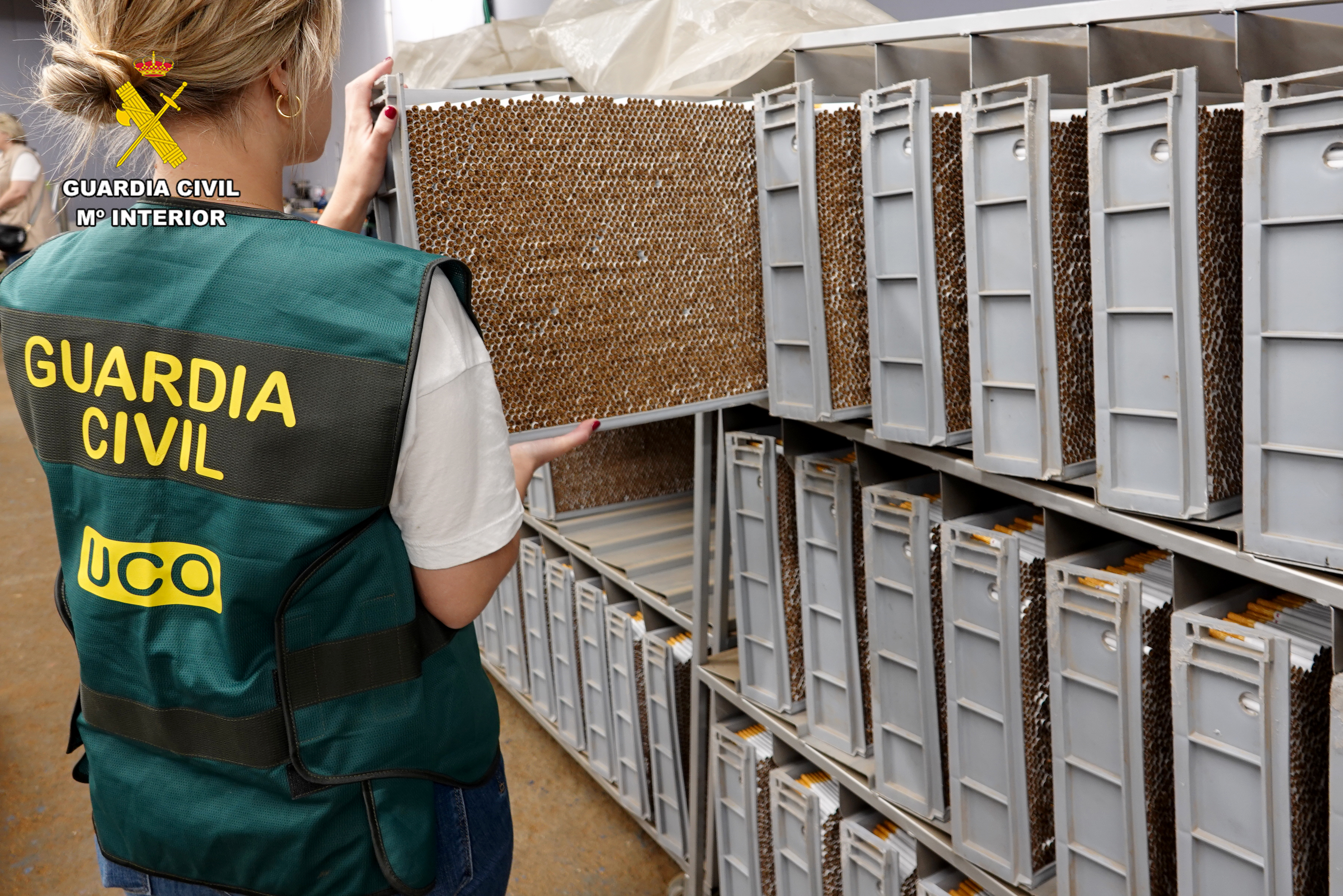 La Guardia Civil ha incautado 33 toneladas de hoja de tabaco y 6 millones de cigarrillos falsificados en dos fábricas clandestinas de tabaco 
